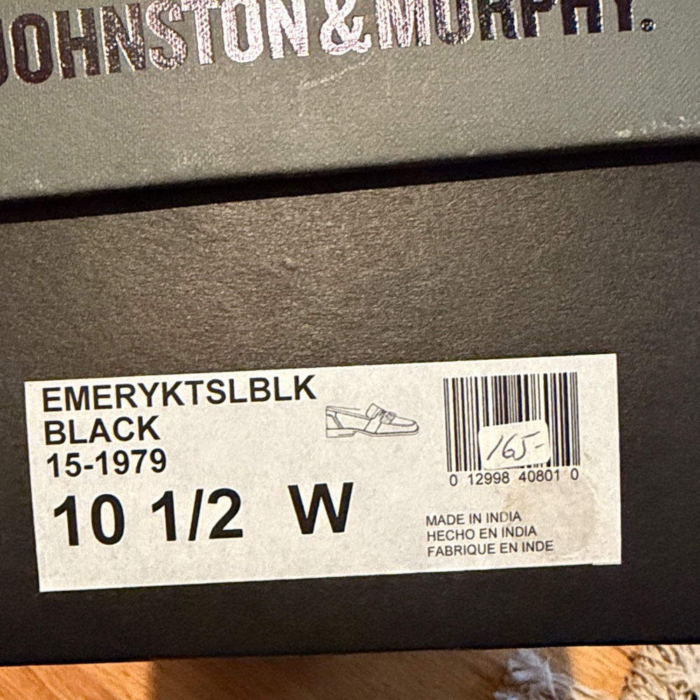 Classic Black Leather Men's Loafers Black 10.5 Wide New in Box - Picture 3 of 6